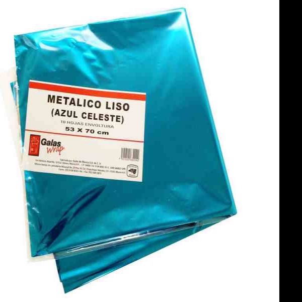 PAPEL MET. 53X70CM. AZUL CIELO E.10 C.100